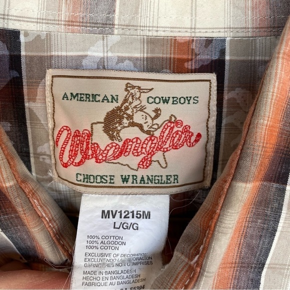 WRANGLER Vintage Western plaid button down Mens size L - Picture 5 of 8